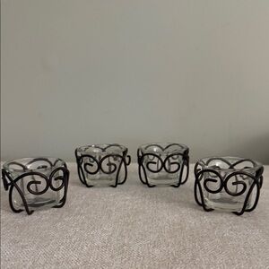 Southern Living At Home Black Metal and Glass Votive Holders Set of 4.
